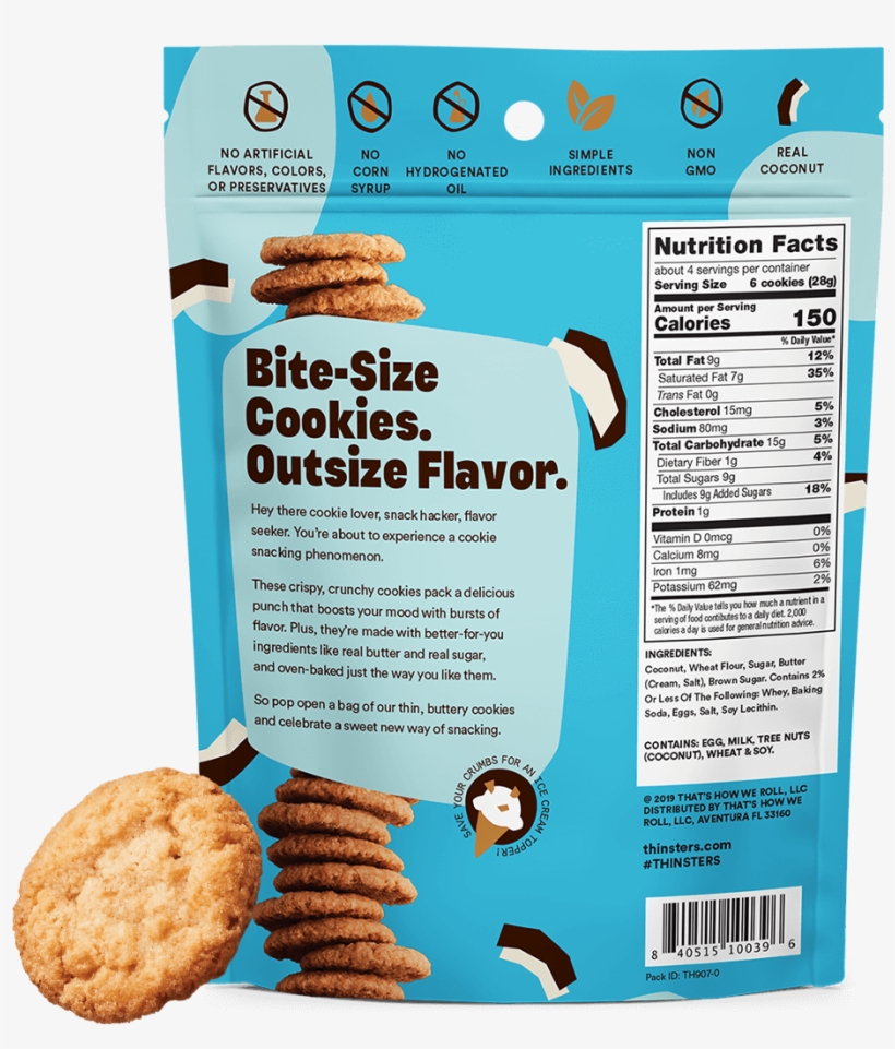Cookie Thins - Peanut Butter Cookie, transparent png download