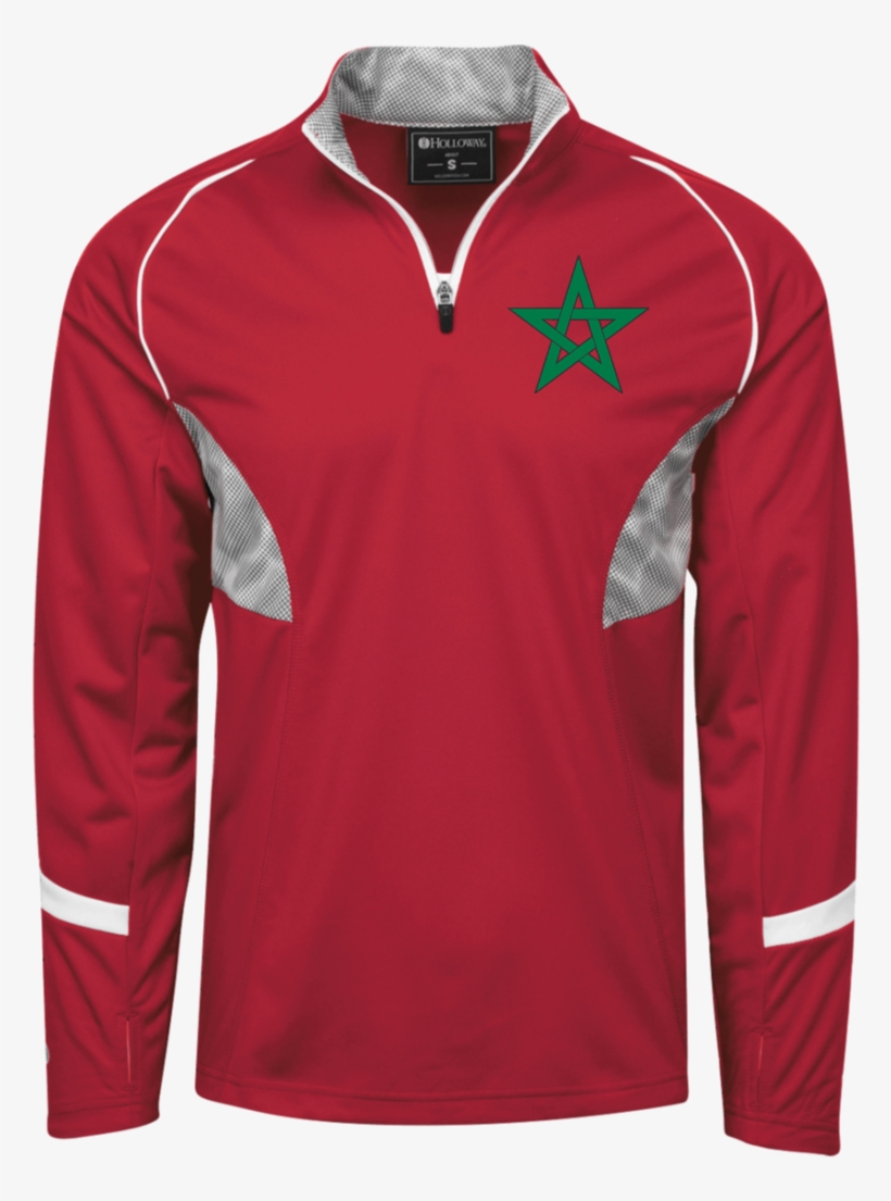 Moorish Flag 1/4 Zip Polyester Pullover With Camo Inserts - Mens Red Polo Hoodie, transparent png download