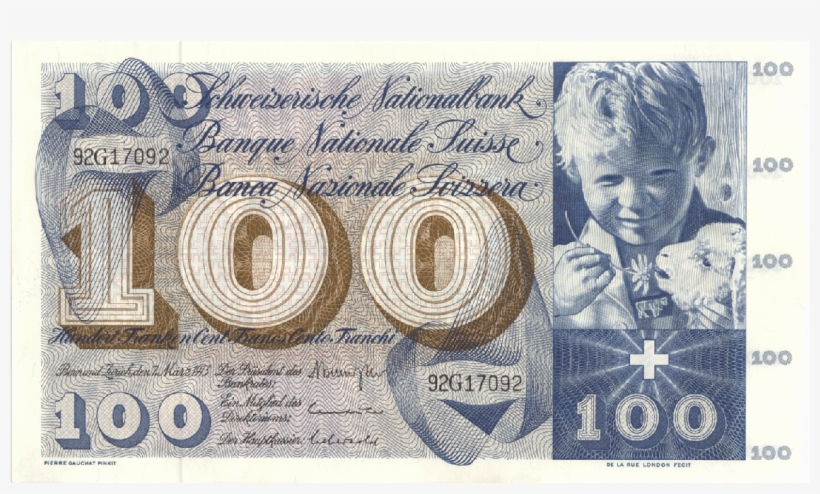 Swiss Confederation, 100 Francs - Switzerland 100 Franken, transparent png download