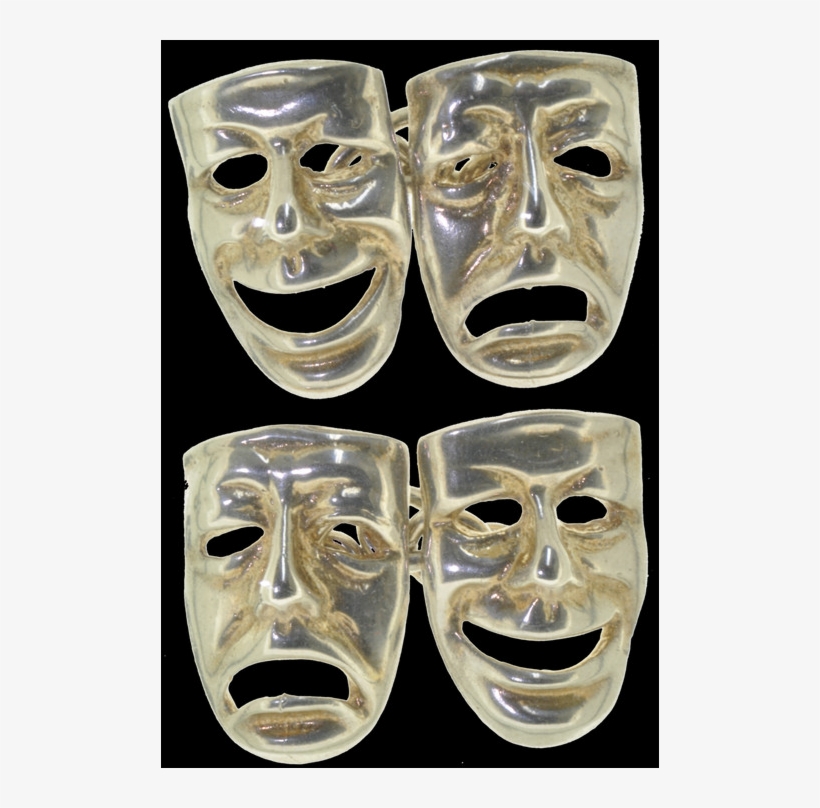 Silver Theater Mask Cufflinks - Mask, transparent png download