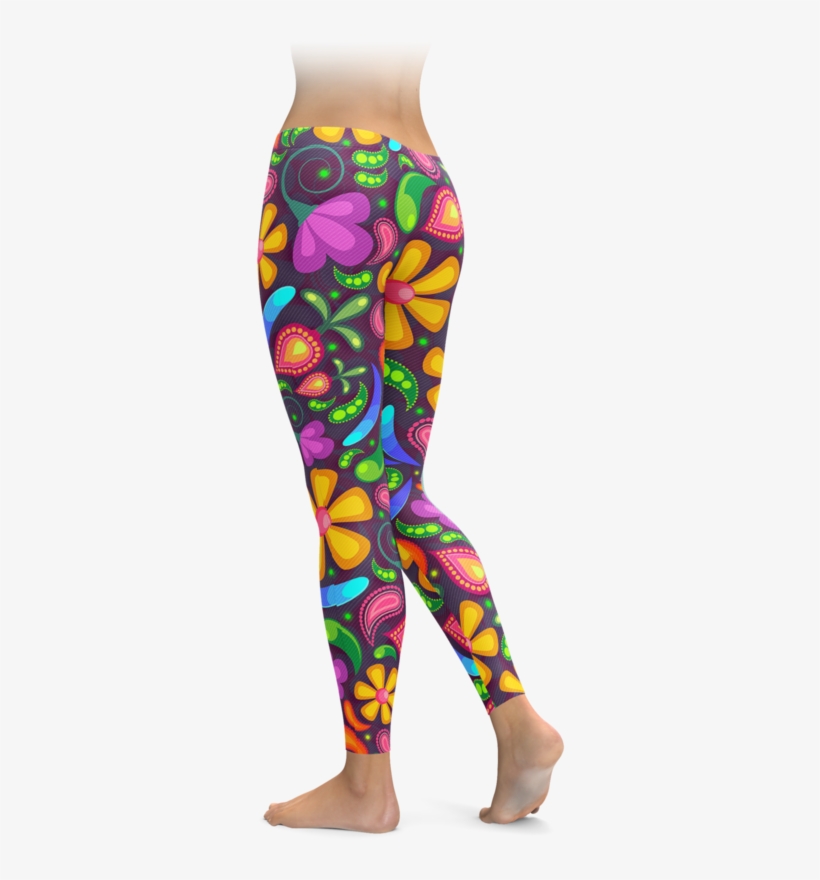 Colorful Floral Swirl Leggings - Leggings, transparent png download