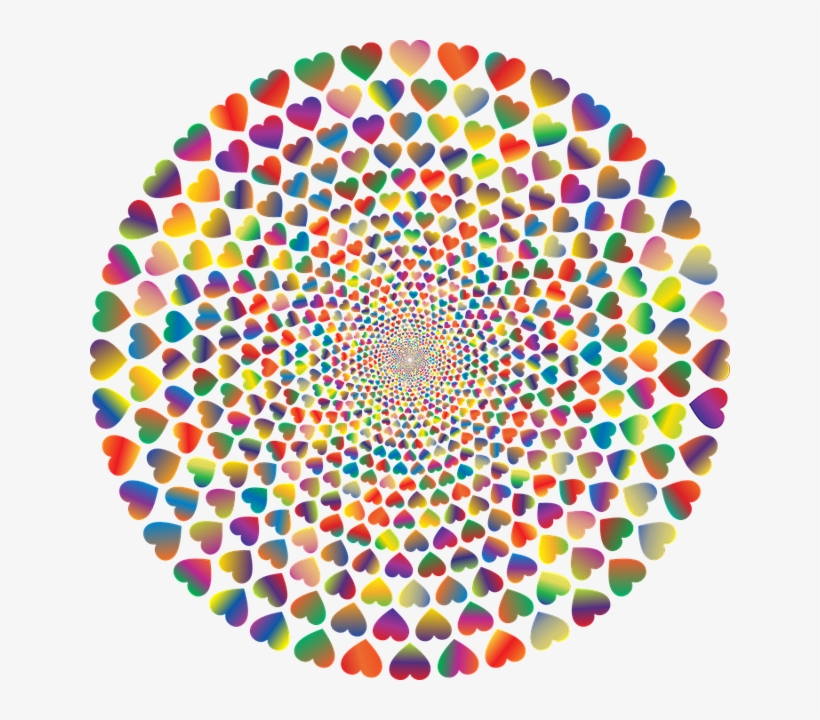 Colorful, Prismatic, Chromatic, Rainbow, Hearts, Love - Fractal Vortex, transparent png download