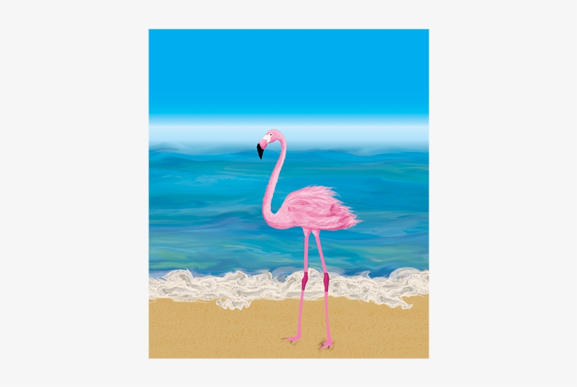 Flamingo On The Beach Print - Flamingo On The Beach, transparent png download