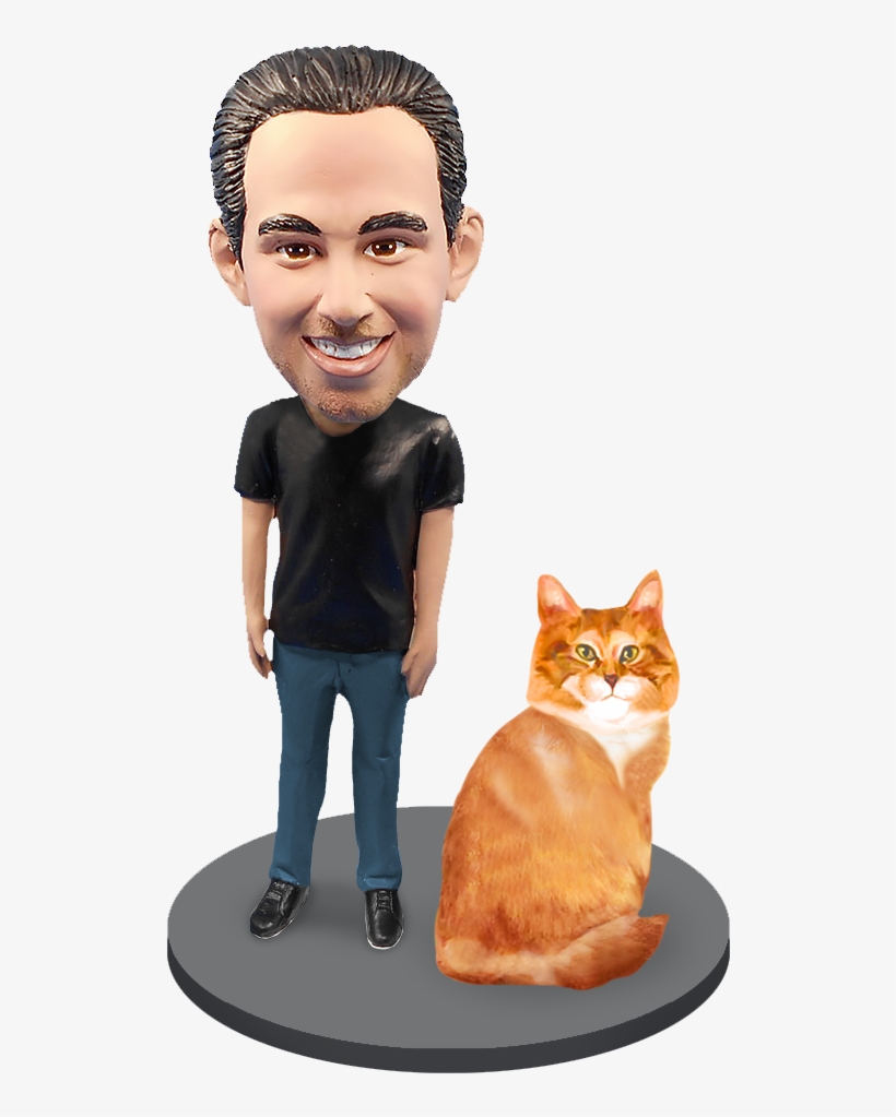Custom Male With Custom Pet Cat Bobblehead - Great Dane Bobble Head, transparent png download