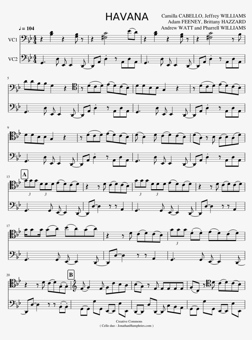 Havana Camila Cabello Cello Duo - Havana Partitura Cello, transparent png download