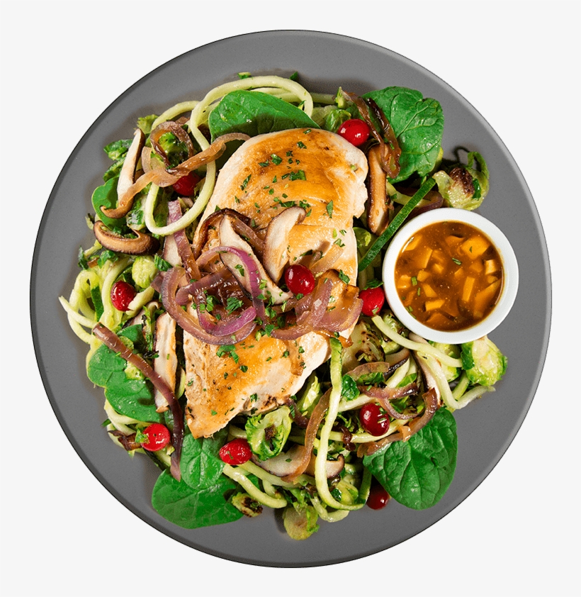 Roasted Chicken With Cranberries, Spinach, Zucchini - Fried Egg, transparent png download
