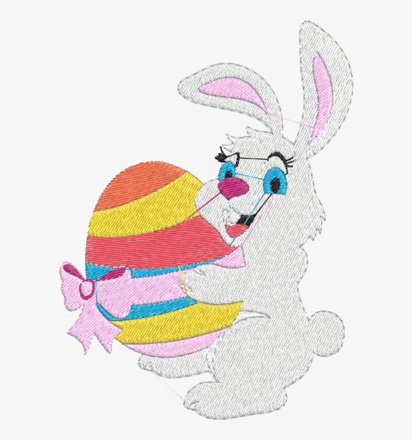 Easter Bunny Hare Rabbit Embroidery - Coelho Da Pascoa, transparent png download