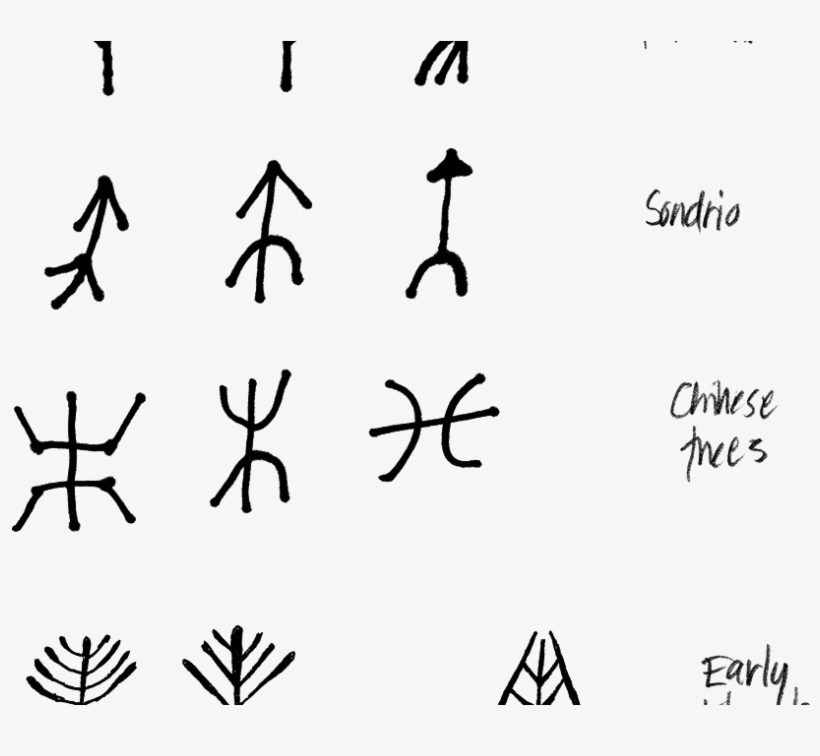 Early Alphabets Inspired By Trees - Black-and-white, transparent png download