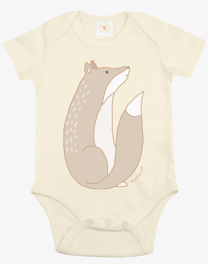 Gooseberry Pink Fox Baby Bodysuit On Ecru Organic Cotton - Tusk, transparent png download