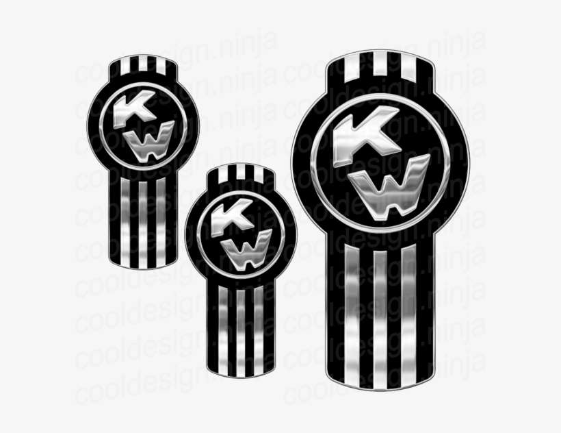 3-pack Of Chrome And Black Kenworth Emblem Skins - Old Style Kenworth Emblem, transparent png download
