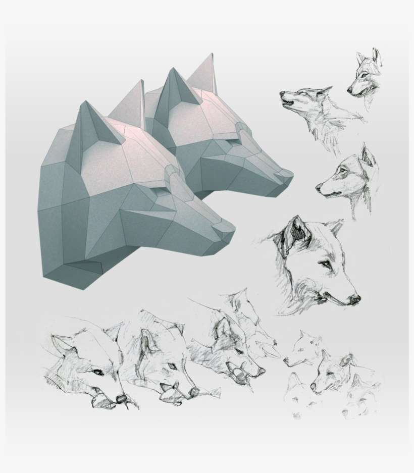 Paper Wolf Head Template, transparent png download