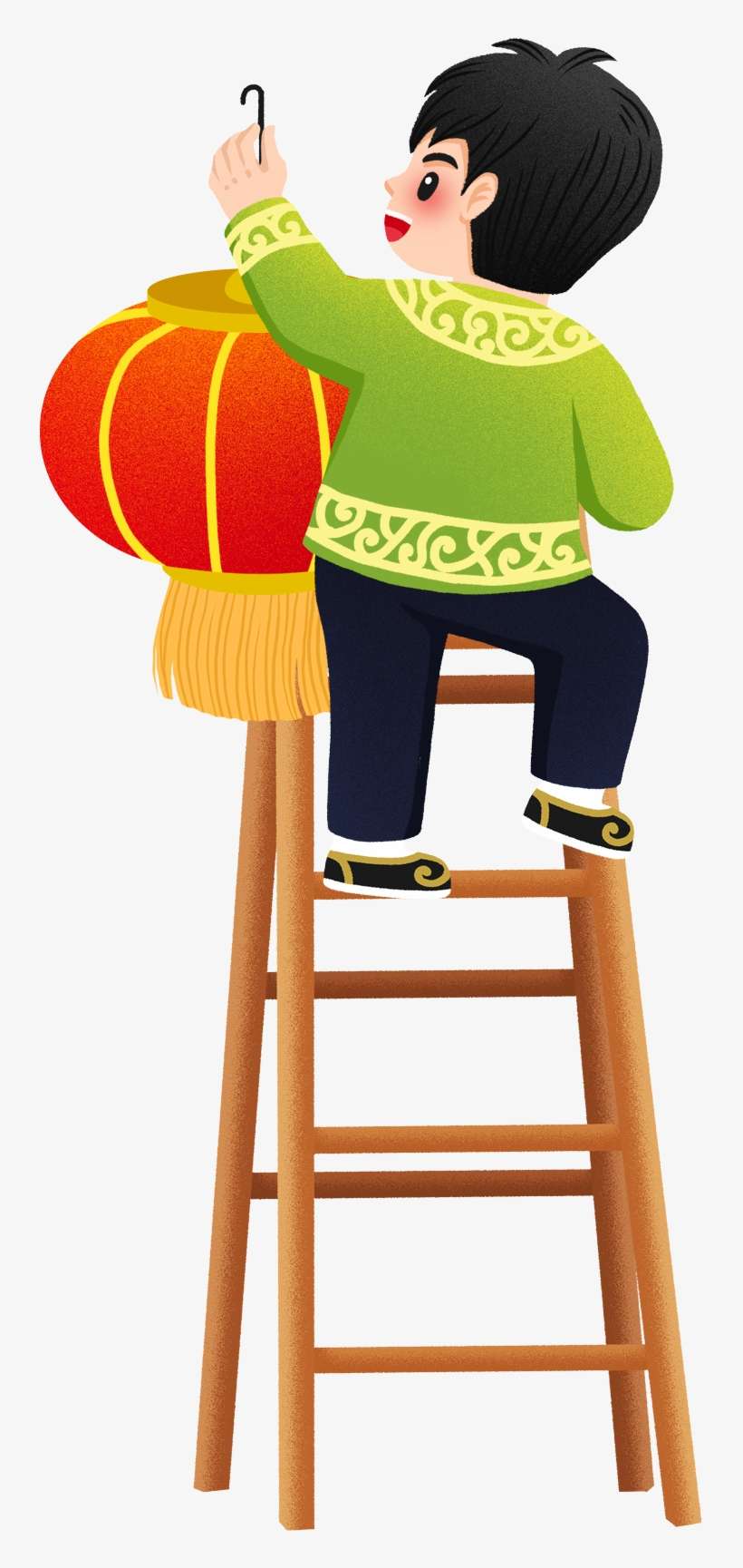 Ladder Hanging Lantern Character New Year Png And Psd - Design, transparent png download