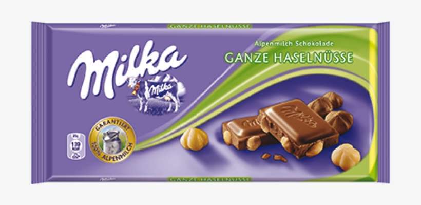 Milka Whole Hazelnuts Chocolate Bar 100g - Milka Chocolate Whole Hazelnuts, transparent png download