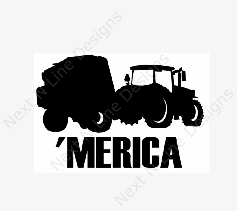 Farmer - 'merica Decal - Tractor And Baler Clipart, transparent png download