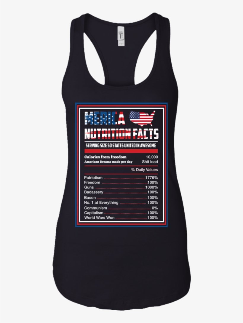 Patriotic Merica Nutrition Facts T Shirt America Flag - Shirt, transparent png download