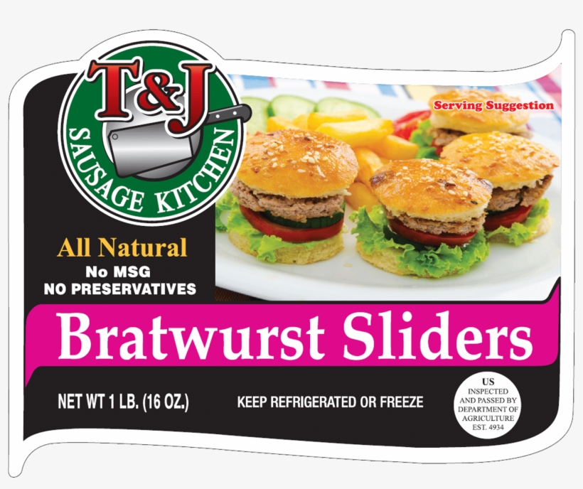 T & J Bratwurst Sliders - Cheeseburger, transparent png download
