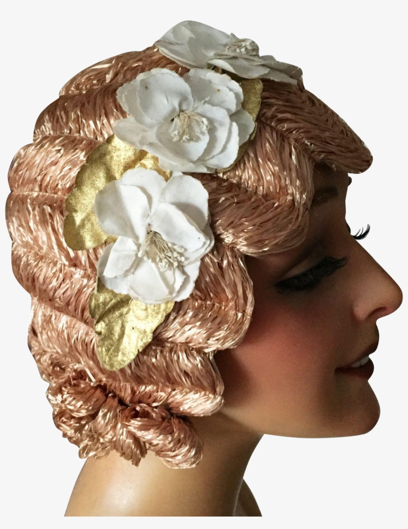 1920's Flapper Finger Wave Evening Wig Cloche Flower - Headpiece, transparent png download