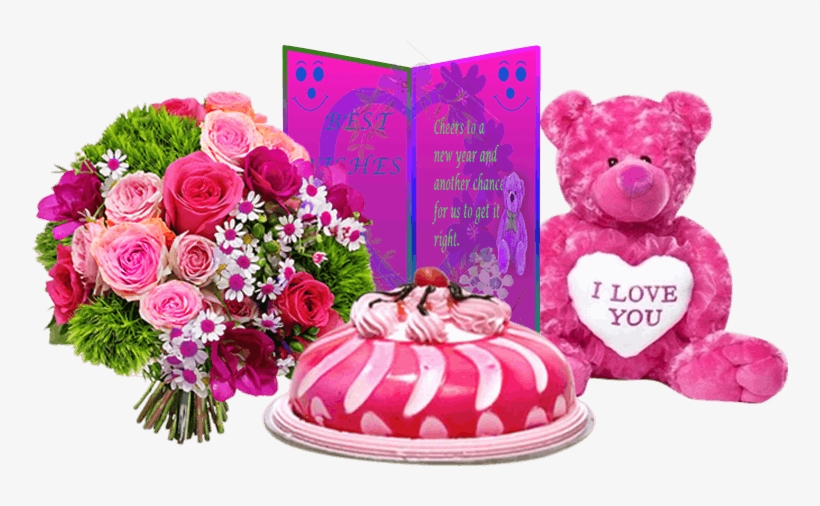 Pink Combo Gifts For Birthday - Garden Roses, transparent png download