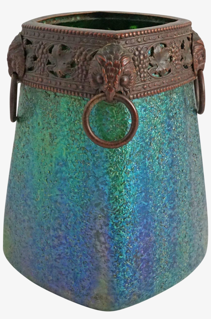 Secessionist Iridescent Art Glass Vase Metal / Bronze - Vase, transparent png download