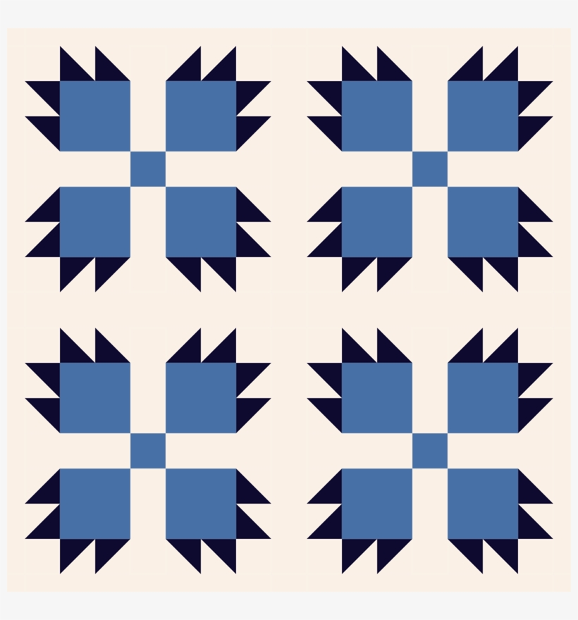 Bear Paw Blue On Cream - Bear Paw Free Quilt Pattern, transparent png download