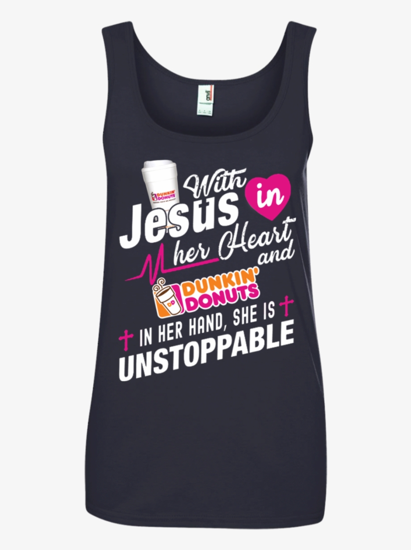 Great With Jesus In Her Heart And Dunkin Donuts Coffee - Women Born In September Shirt, transparent png download