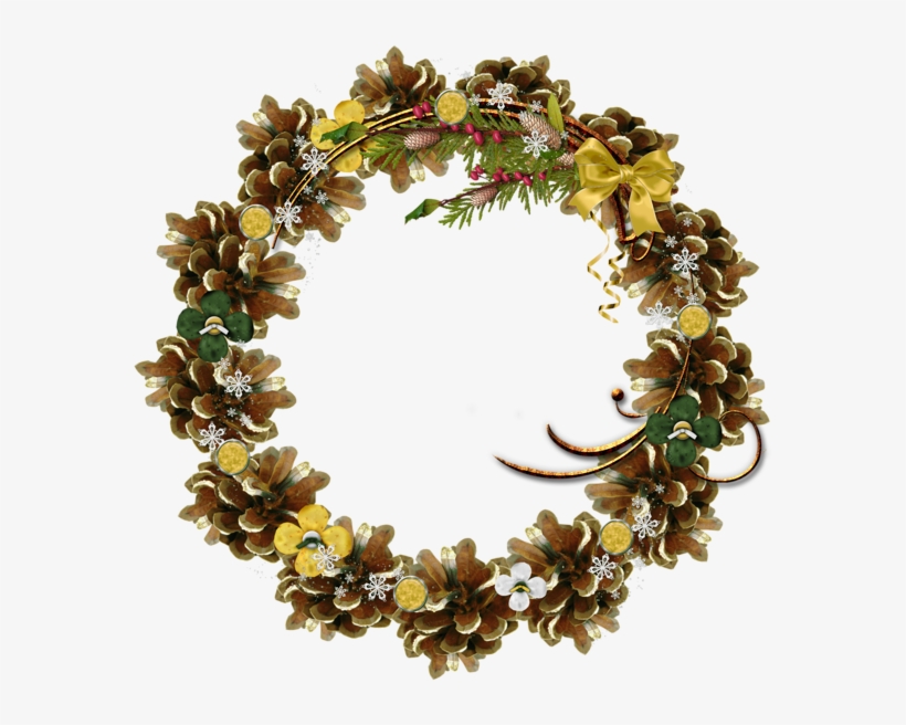 Gold Christmas Bow Png - Christmas Frame Circle Png, transparent png download