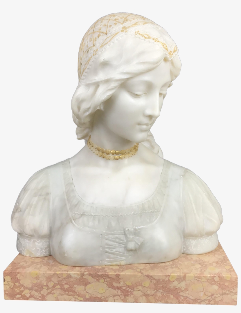 Antique Neo-classical Sculptural Young Woman Bust On - Bust, transparent png download