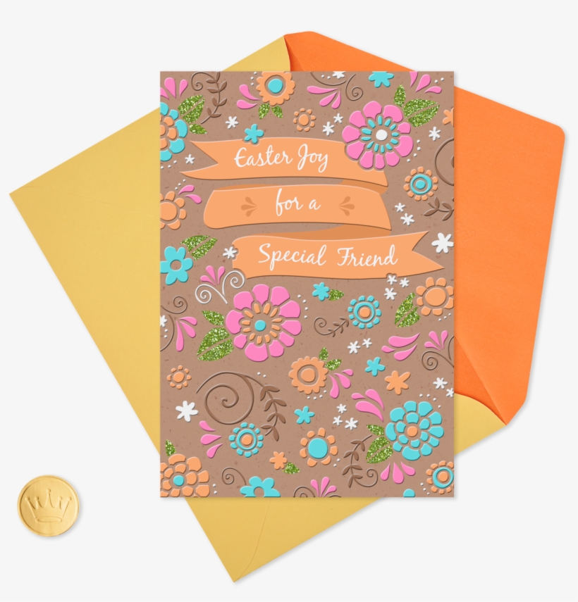 Colorful Flowers Religious Easter Card - Art Paper, transparent png download