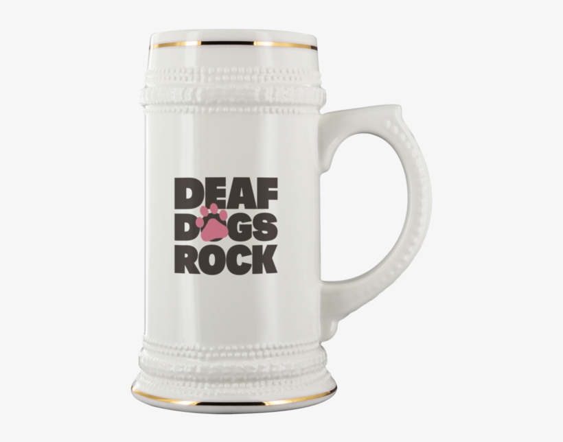Deaf Dogs Rock White Ceramic Beer Stein Mug With Pink - Beer Stein, transparent png download