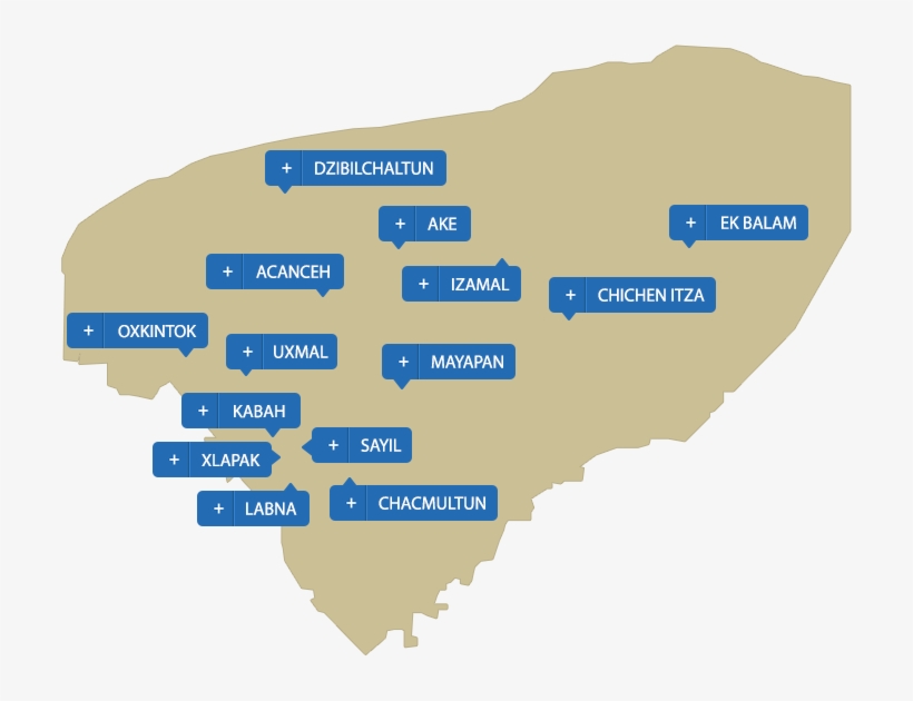 Yucatan Mayan Ruins - Kabah Mayan Ruins Map, transparent png download