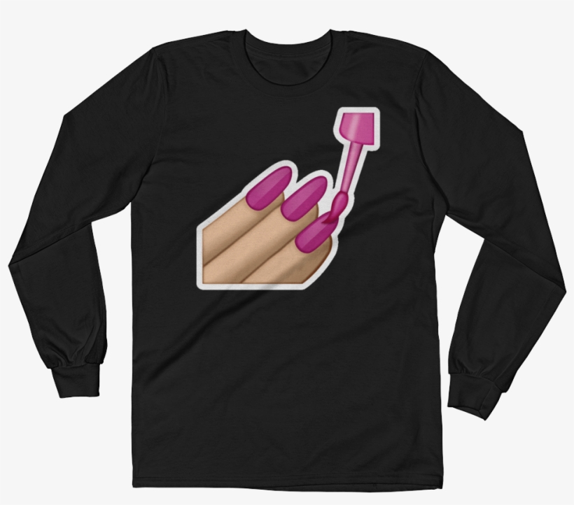 Men S Emoji Long Sleeve T Shirt Nail Polish Just Black - Infamous T Shirt, transparent png download
