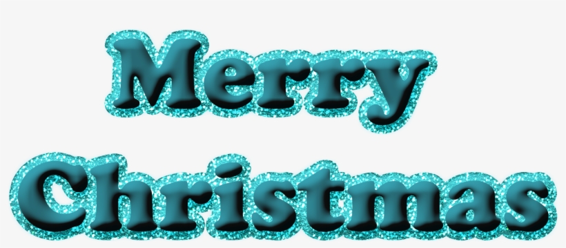 Merry Christmas In Blue Glitter - Graphic Design, transparent png download