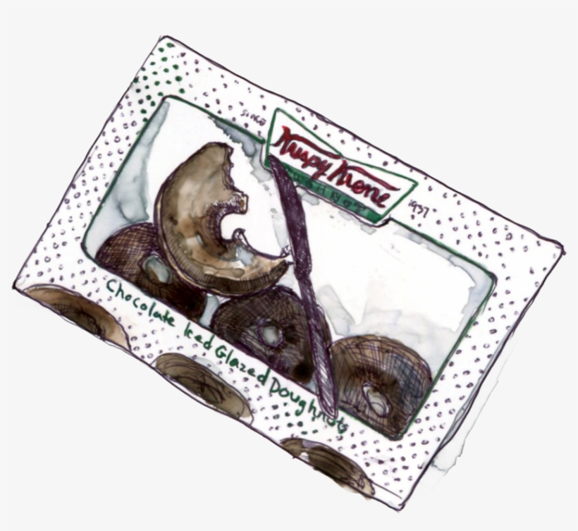 John Has A Box Of Krispy Kreme Donuts Open On His Lap - Chocolate, transparent png download