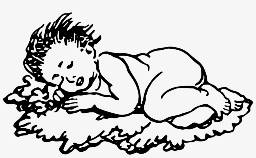 Vintage, Line, Drawing, Sketch, Baby, Infant, People - Baby Sleeping Line Drawing, transparent png download