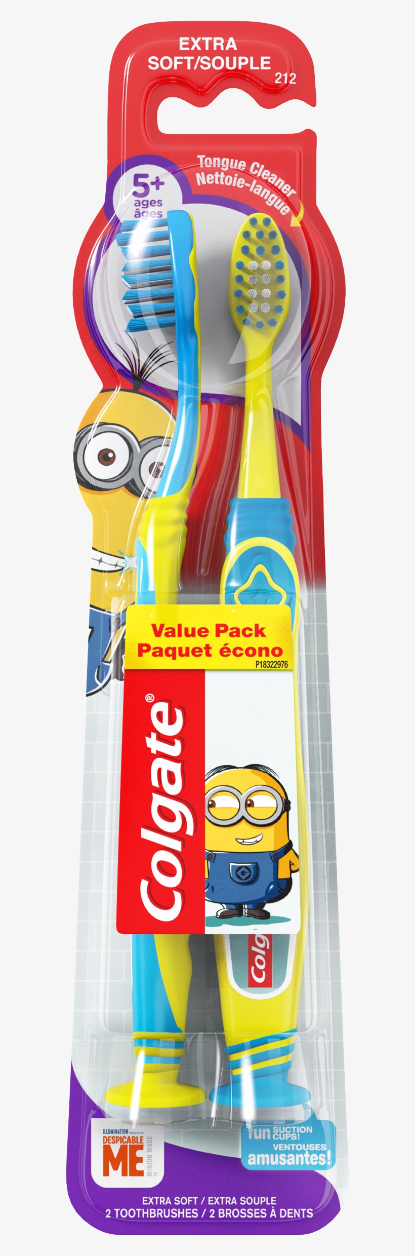Colgate Minions Kids Manual Toothbrushes With Suction - Colgate, transparent png download