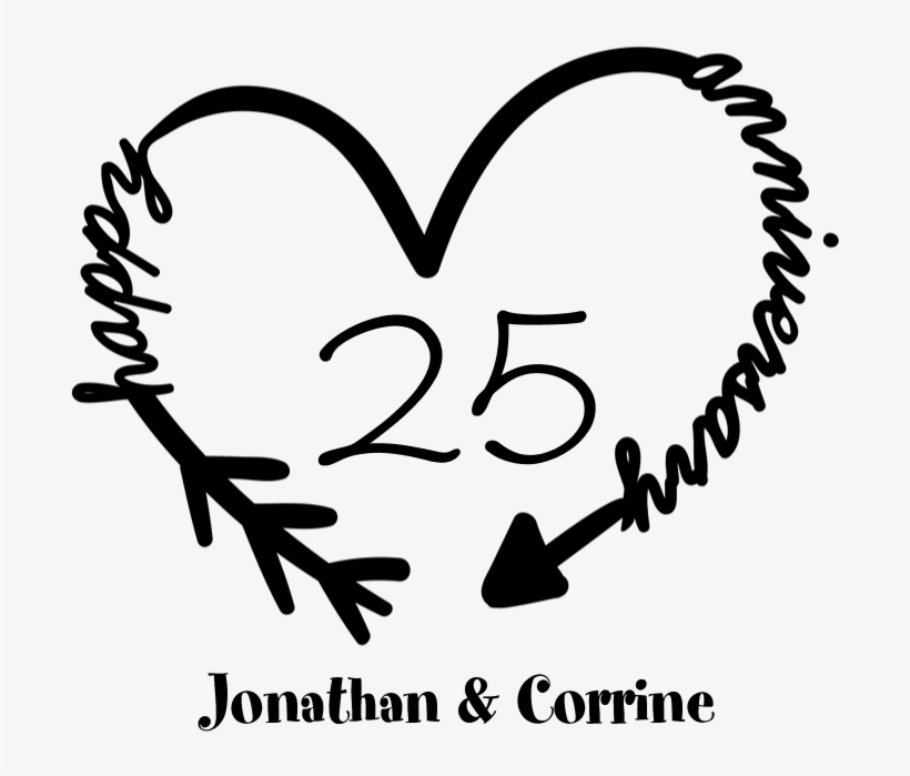 Custom Anniversary Doodle Heart Banner Anniversary Png Image