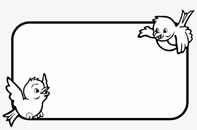 Illustration Of A Blank Frame With Birds - Clipart Frame Black And White, transparent png download