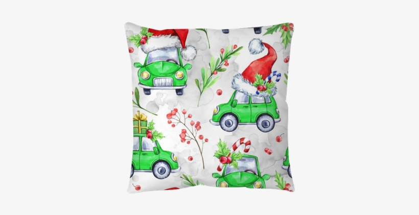 Watercolor Seamless Pattern With Cartoon Holidays Cars, - Holiday, transparent png download