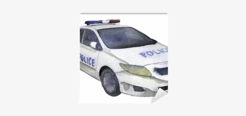 Watercolor Sketch Of Police Car On White Background - Police Car, transparent png download