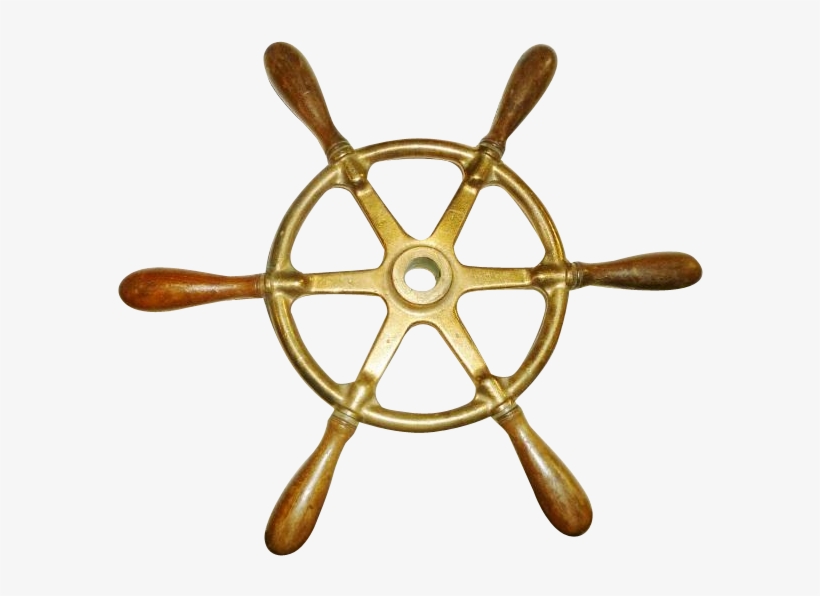 Antique Bronze Ships Wheel With 6 Spokes Made With - Ship Handle, transparent png download