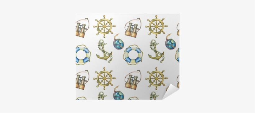 Old Sea Binocular, Lifebuoy, Antique Sailboat Steering - Painting, transparent png download