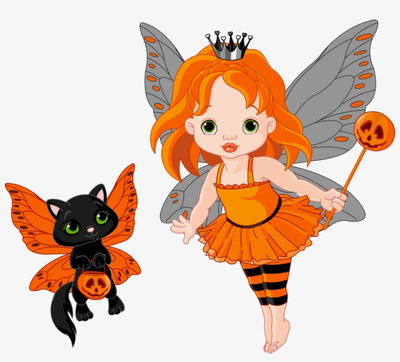 Free Png Transparent Halloween Fairy And Cat 0 S Png - Fairy Vector Free Download, transparent png download