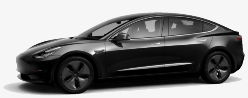 Tesla Model 3 In Black Electric Car Ev - Black Tesla Model 3 Aero Wheels, transparent png download