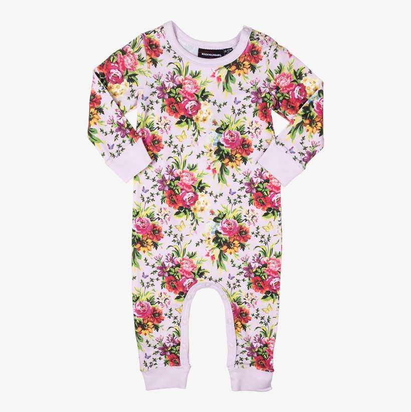 Bouquets Long Sleeve Playsuit - Pattern, transparent png download