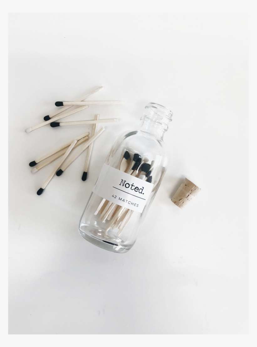 Black White Matches - Glass Bottle, transparent png download