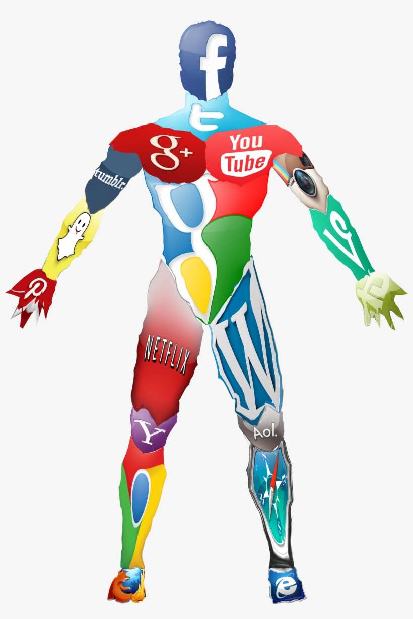 Social Media Icon Body Collage - People Using Social Media Icon, transparent png download