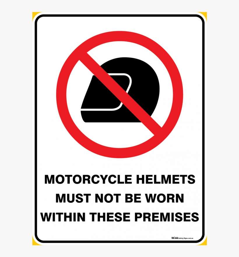 Prohibition Motorcycle Helmets Must Not Be Worn - Helmet Not Allowed, transparent png download