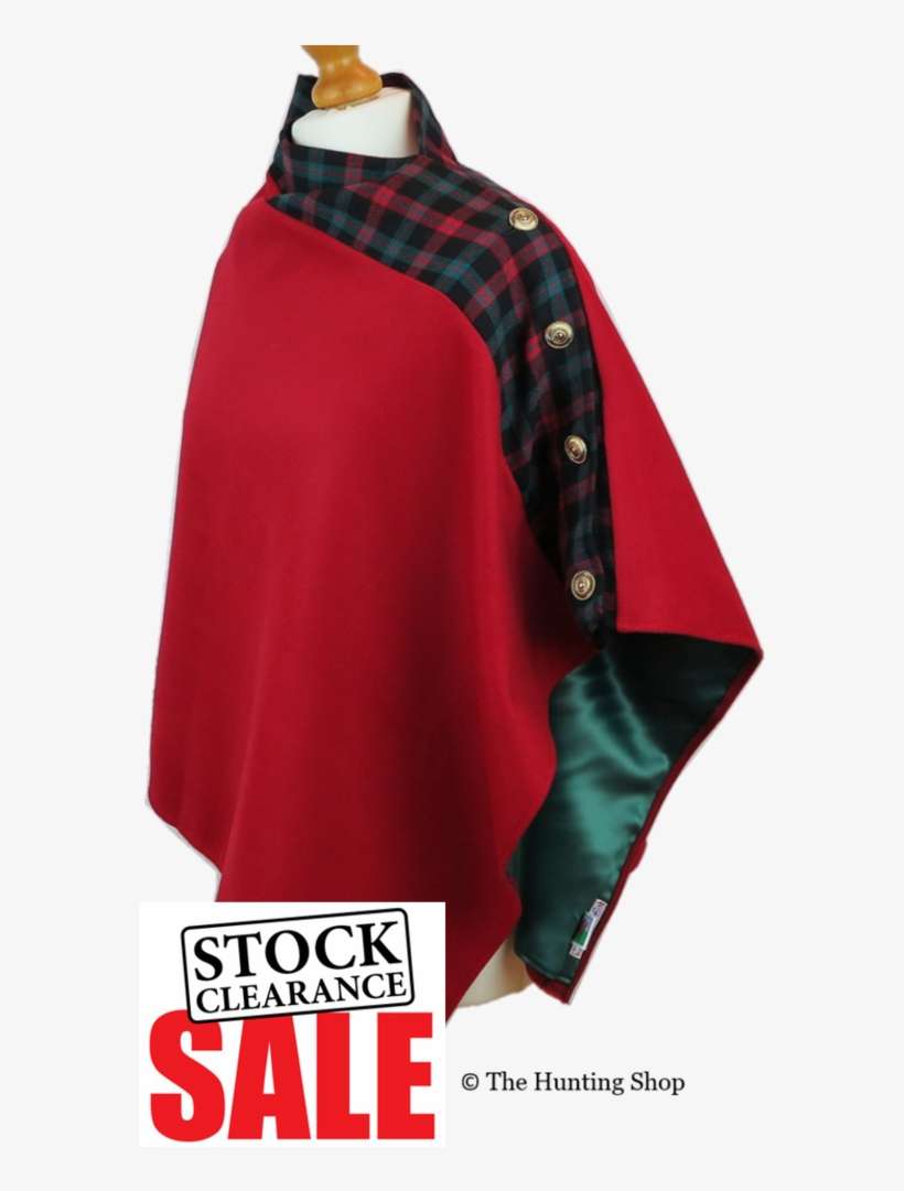 *one-off* Red Wool & Tartan Trim Poncho - Tartan, transparent png download