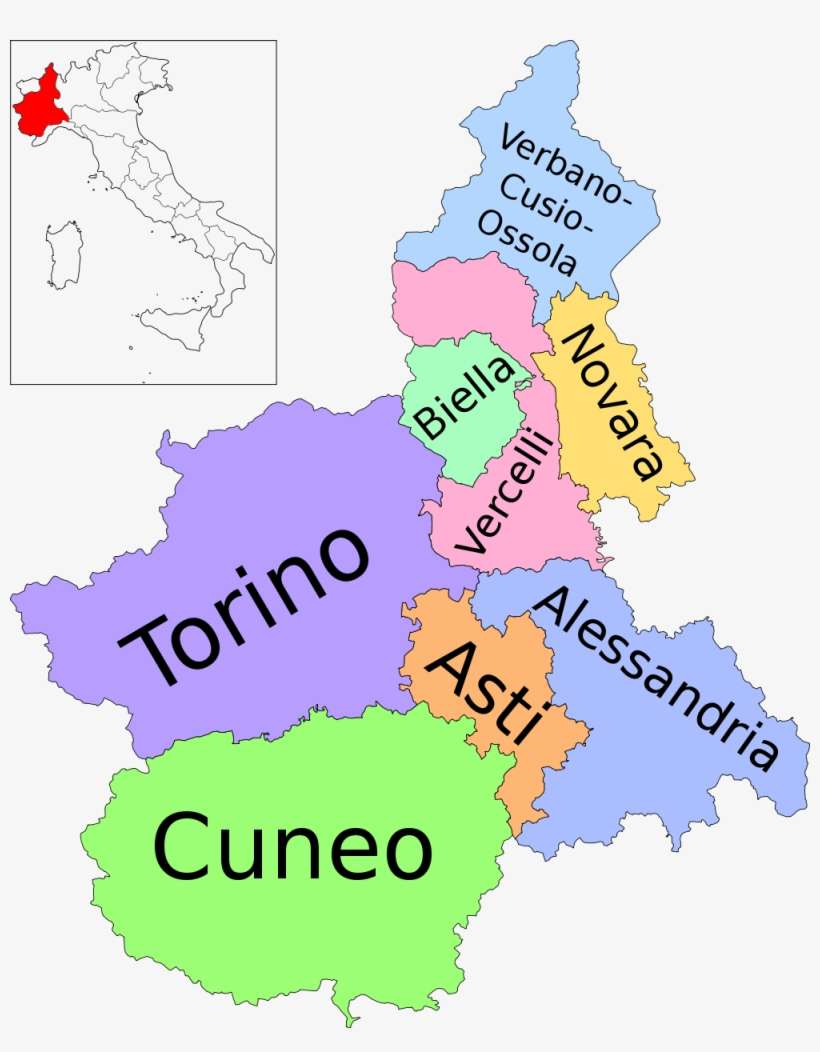Map Of Piedmont Region With Provinces - Capoluoghi Di Provincia Del Piemonte, transparent png download