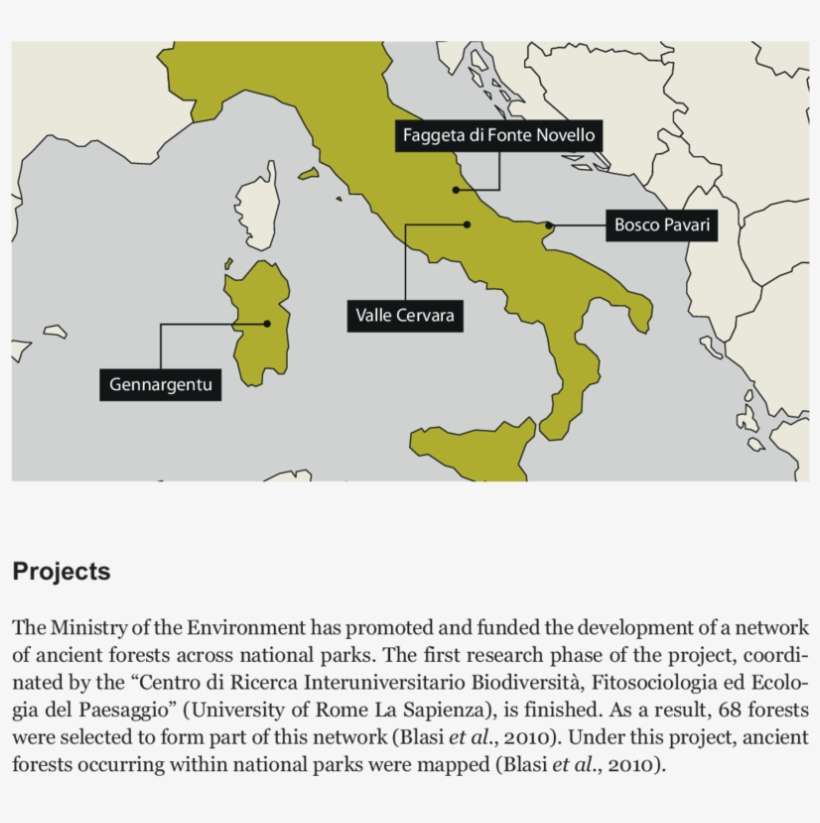 Map Of Some Ancient Forests In Italy - Map, transparent png download